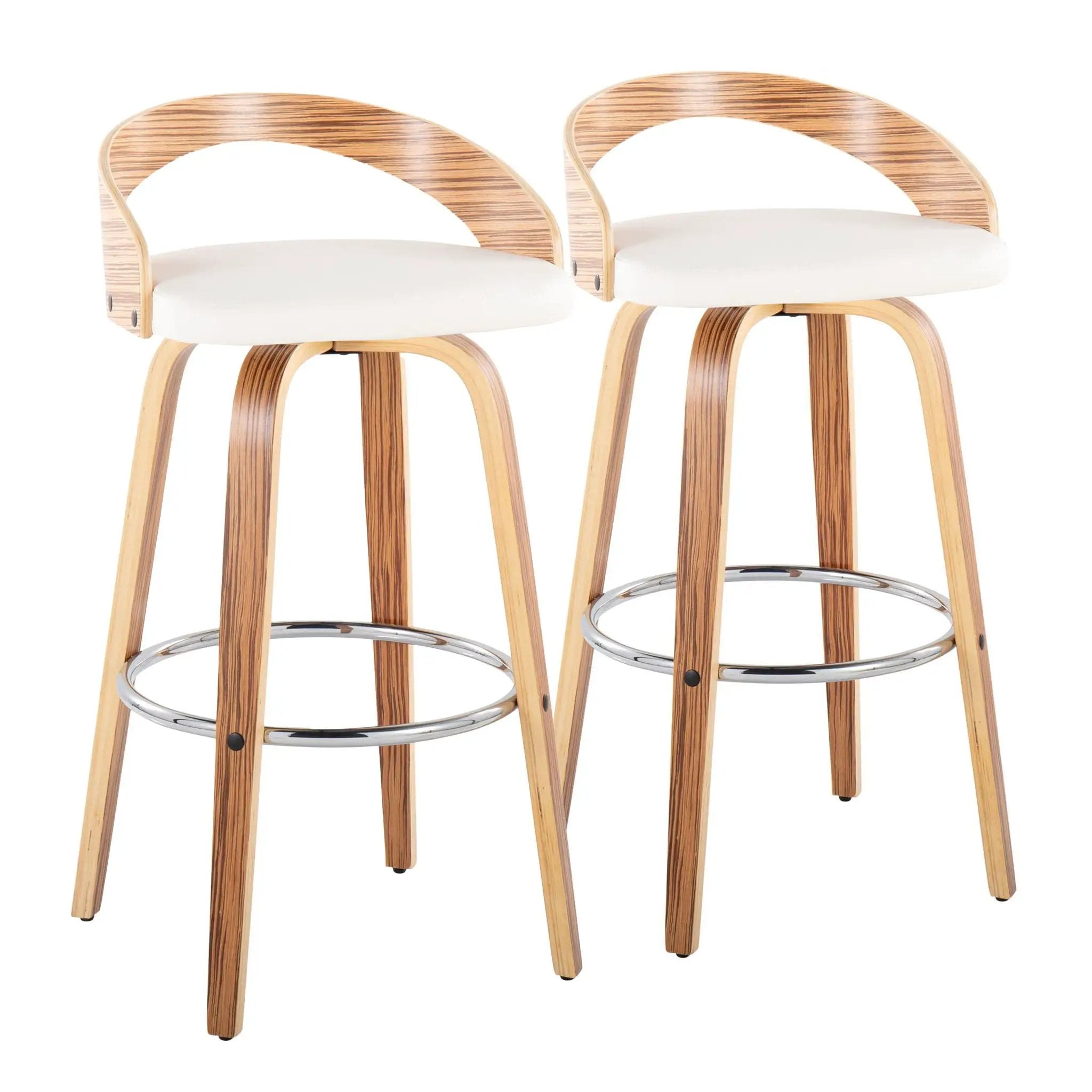 Grotto - Contemporary Fixed Height Barstool With Swivel With Round Footrest (Set of 2) by HouseOfZazla
