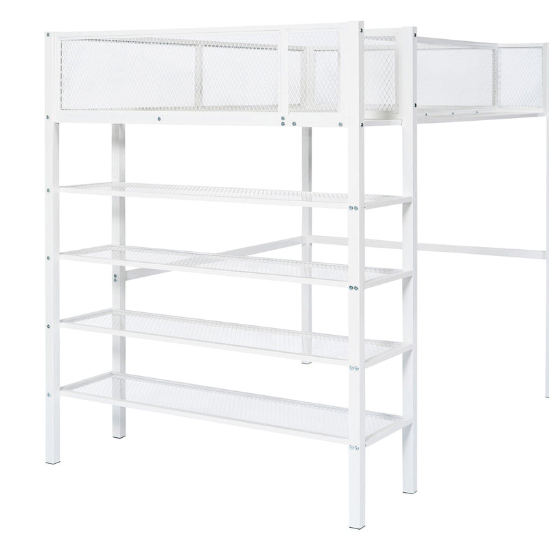 Loft Bed With 4 Tier Shelves And Storage by HouseOfZazla