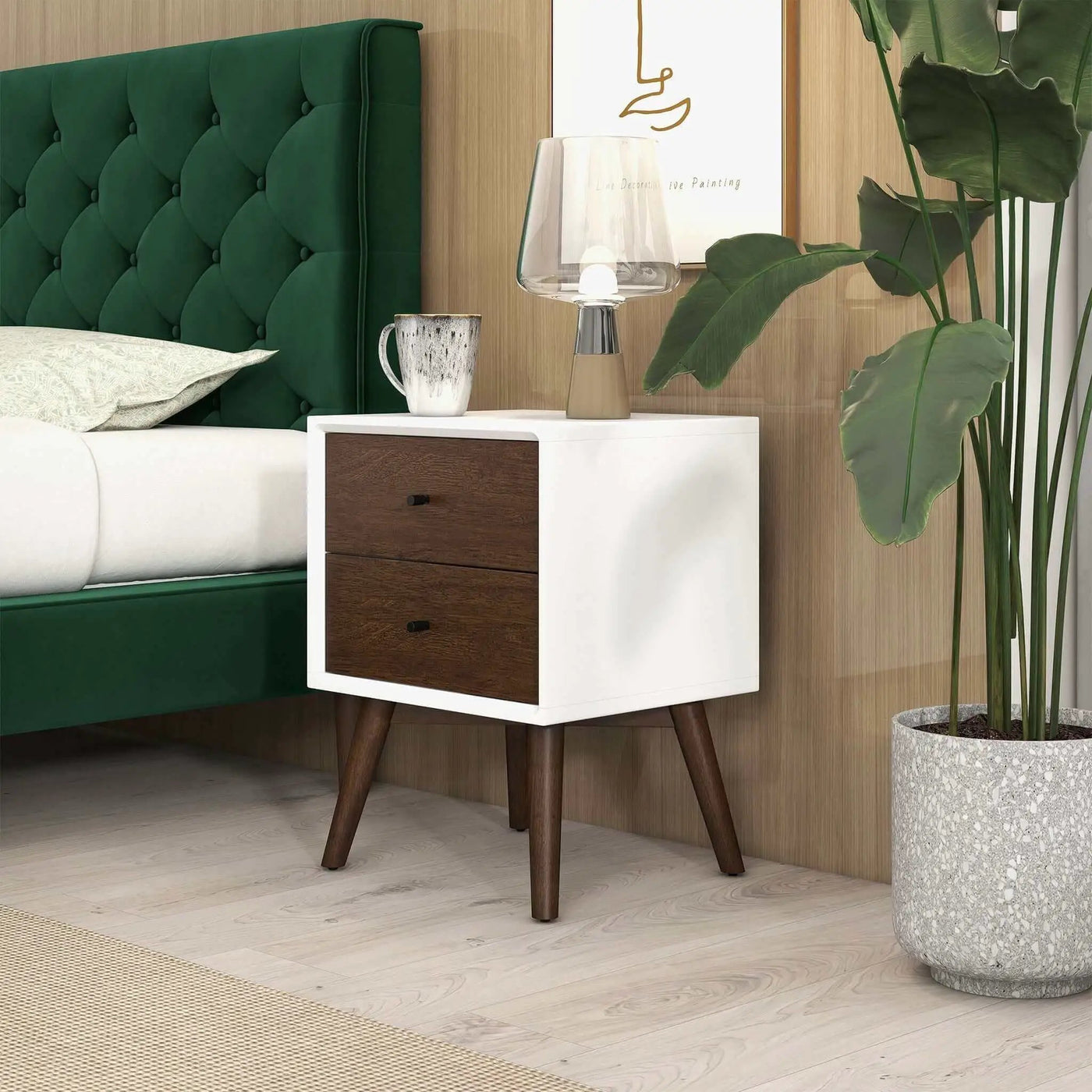 Caroline - Mid-Century Modern Style Night Stand 2 Drawer by Unique Piece Furniture