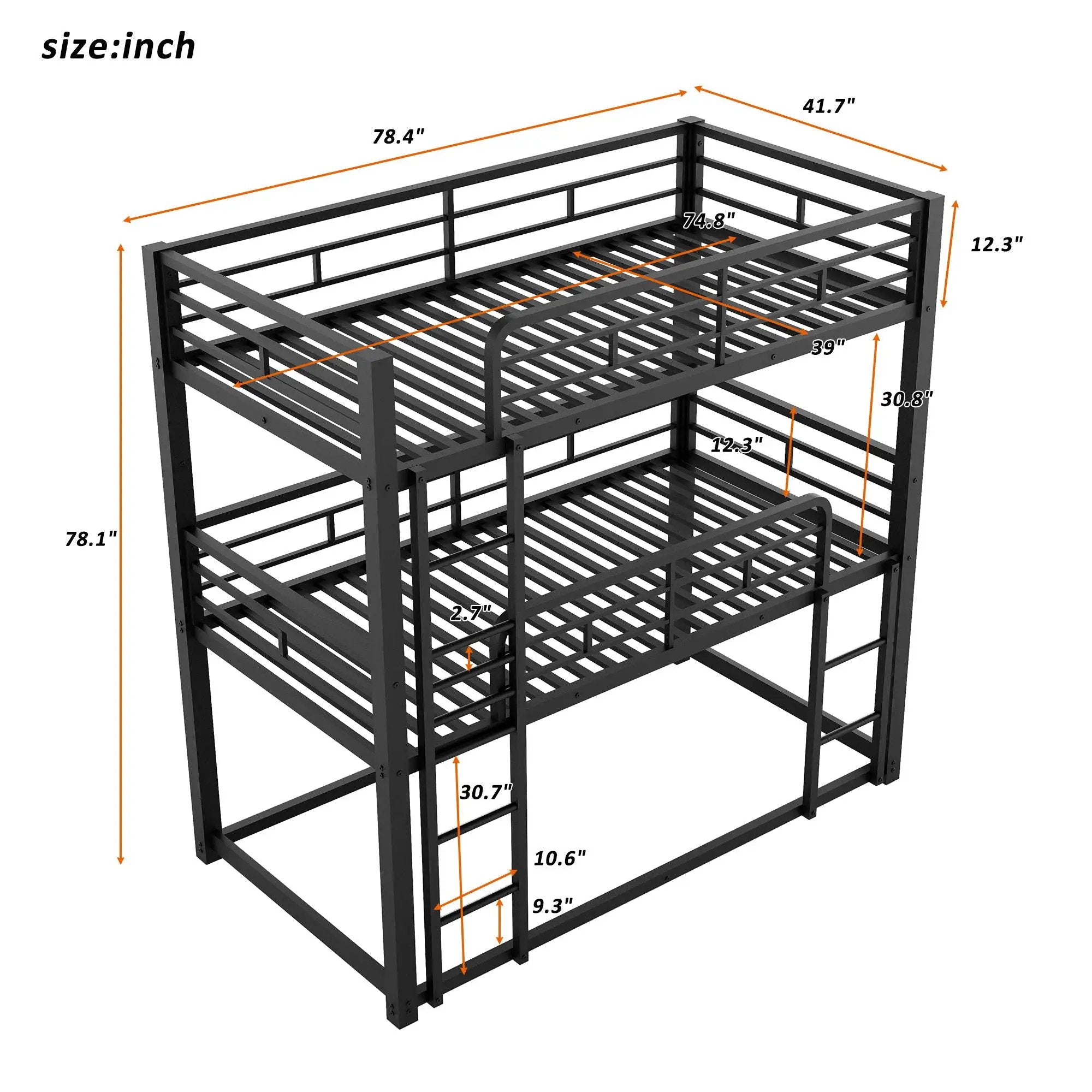 Triple Bunk Bed With Sturdy Construction And Space Saving Design by Unique Piece Furniture