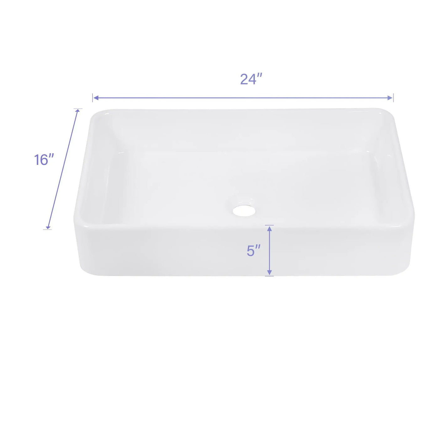 Modern European Design Ceramic Rectangular Vessel Bathroom Sink by HouseOfZazla