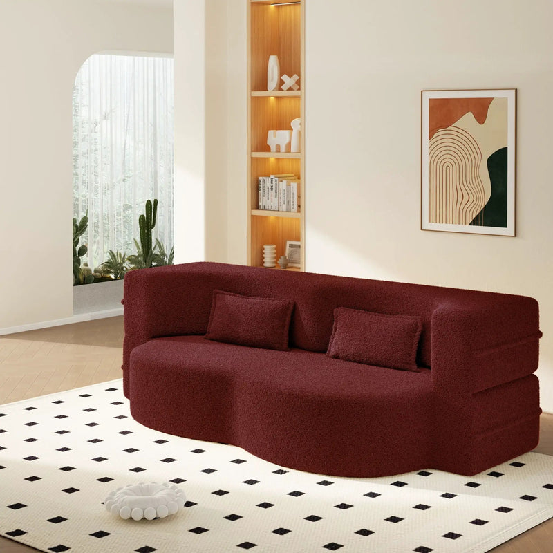 Modern Floor Sleeper Sofa Bed With 2 Pillows, Convertible Twin Size Folding Mattress For Living Room by HouseOfZazla