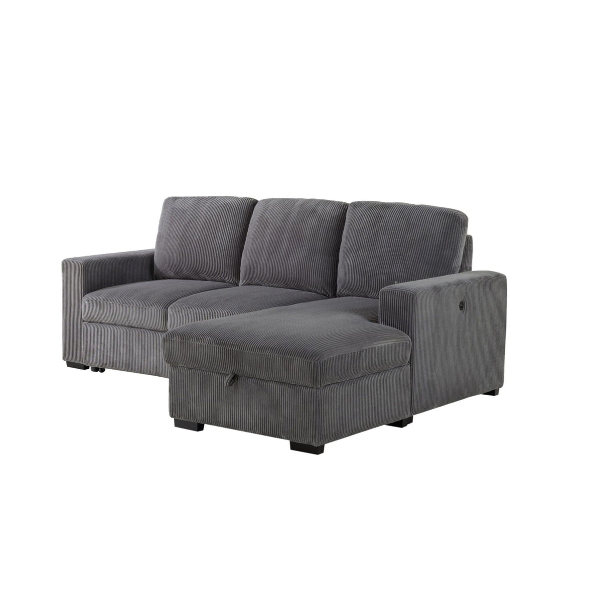 Dark Gray Sleeper Sectional Sofa with Pullout Bed - Contemporary Comfort, photo 14 of 16