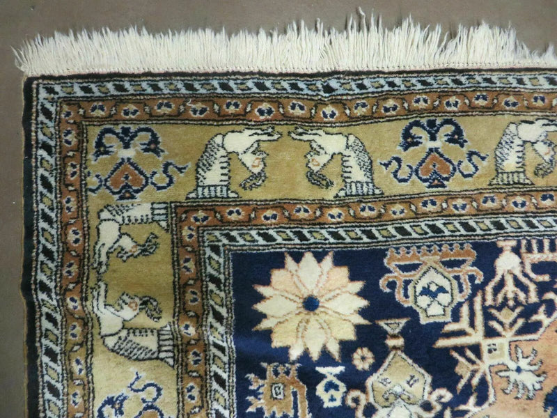 Persian Qum Rug 5.6 x 8.8, Navy Blue by Jewel Rugs