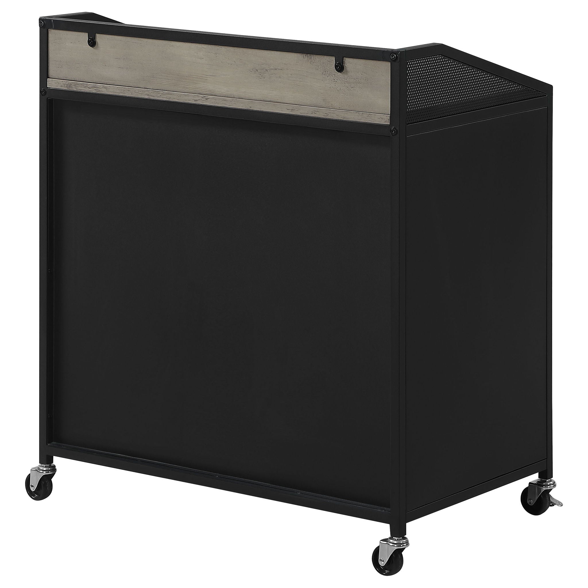 Arlette - 2 Door Mobile Home Bar Wine Cabinet With Smooth Rolling Casters - Black by HouseOfZazla