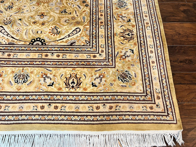 Pak Persian Rug 8x10, Wool Hand Knotted Vintage Carpet, Safavieh Rug, Gold Tan, 270 KPSI by Jewel Rugs