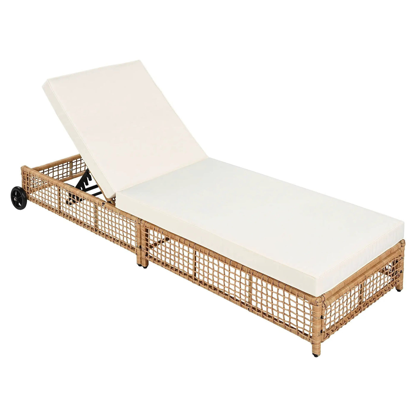 Outdoor Lounge Chair With 5 Position Backrest With Cushion And Wheels by HouseOfZazla