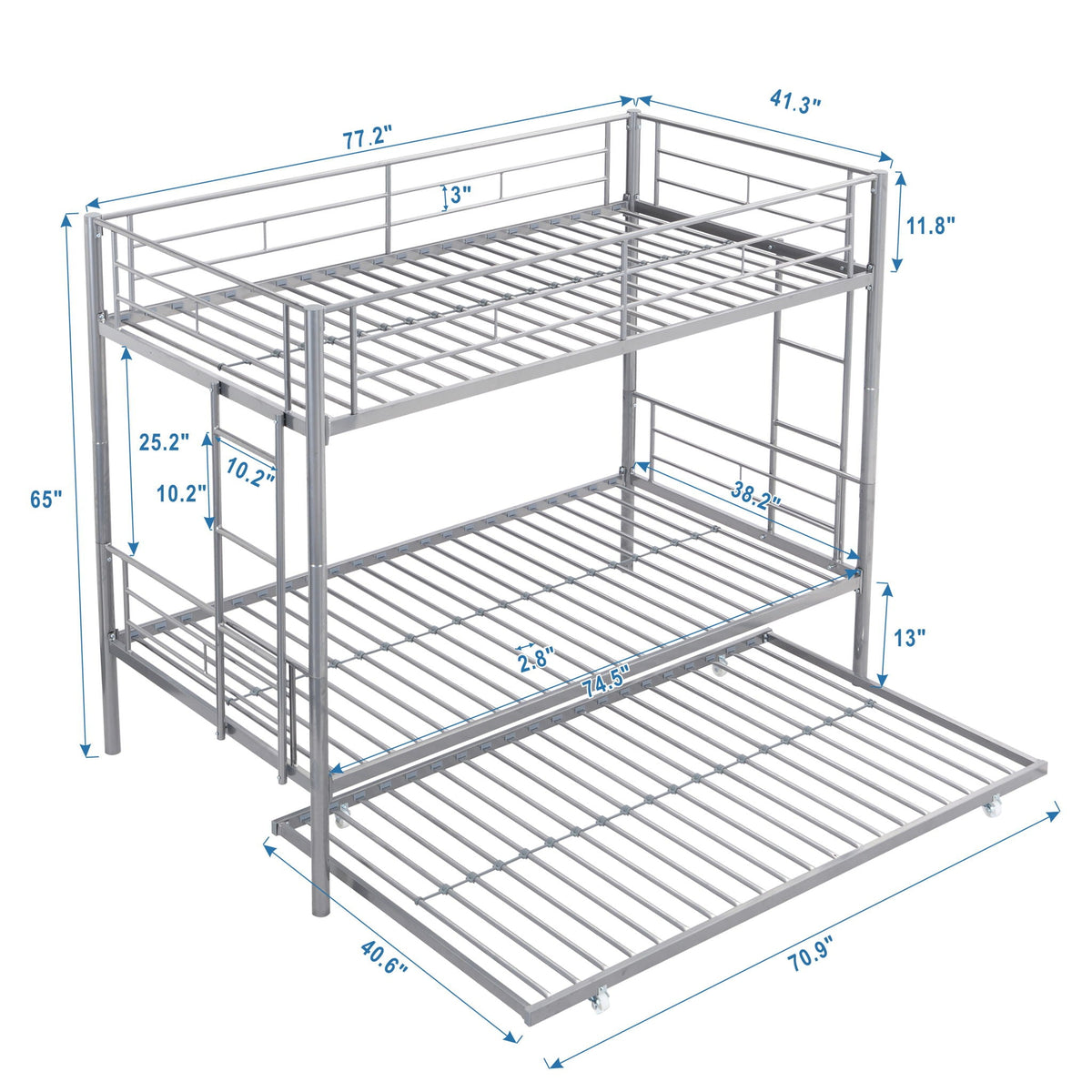 Twin Over Twin Metal Bunk Bed with Trundle - Black, photo 14 of 16