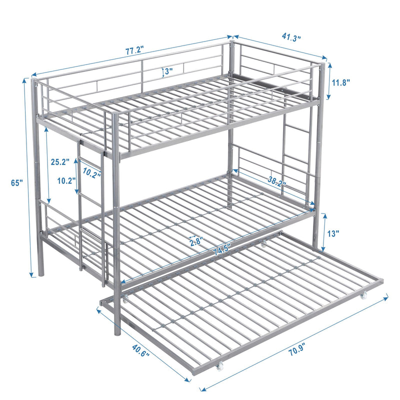 Twin Over Twin Metal Bunk Bed with Trundle - Black, photo 14 of 16