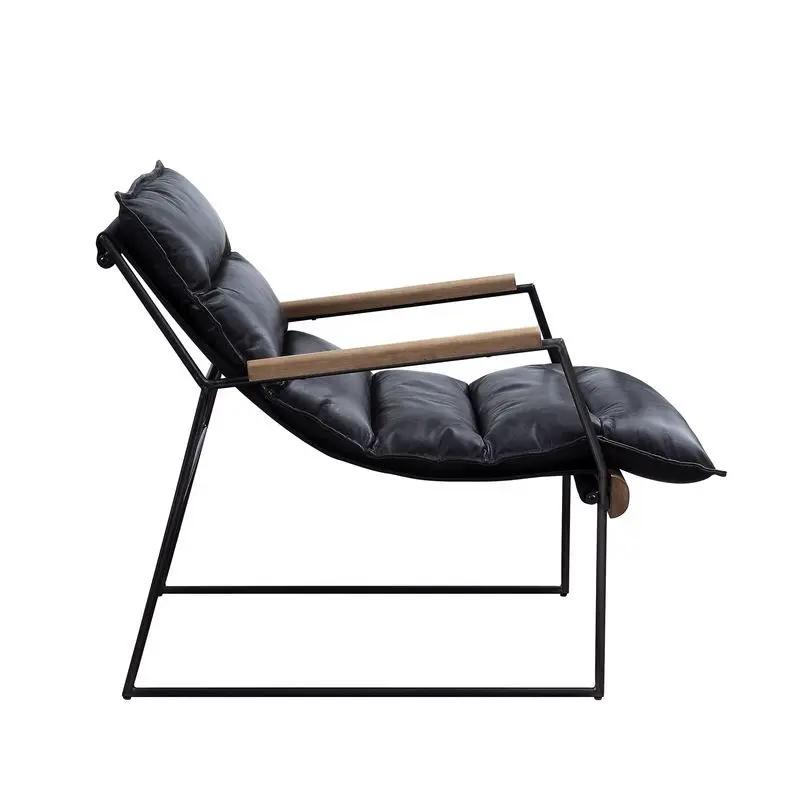 Luberzo - Accent Chair - Distress Espresso Top Grain Leather & Matt Iron by Unique Piece Furniture