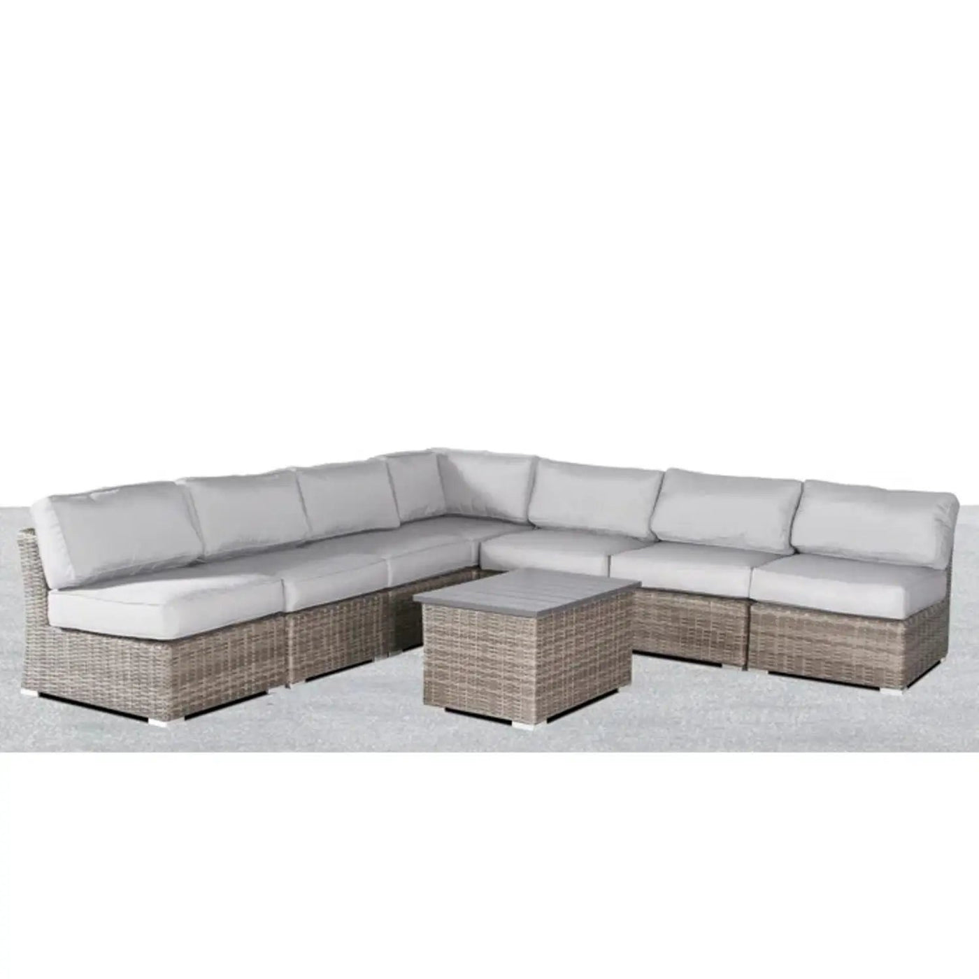Wicker Sectional Sofa With Cushions And Table by Unique Piece Furniture