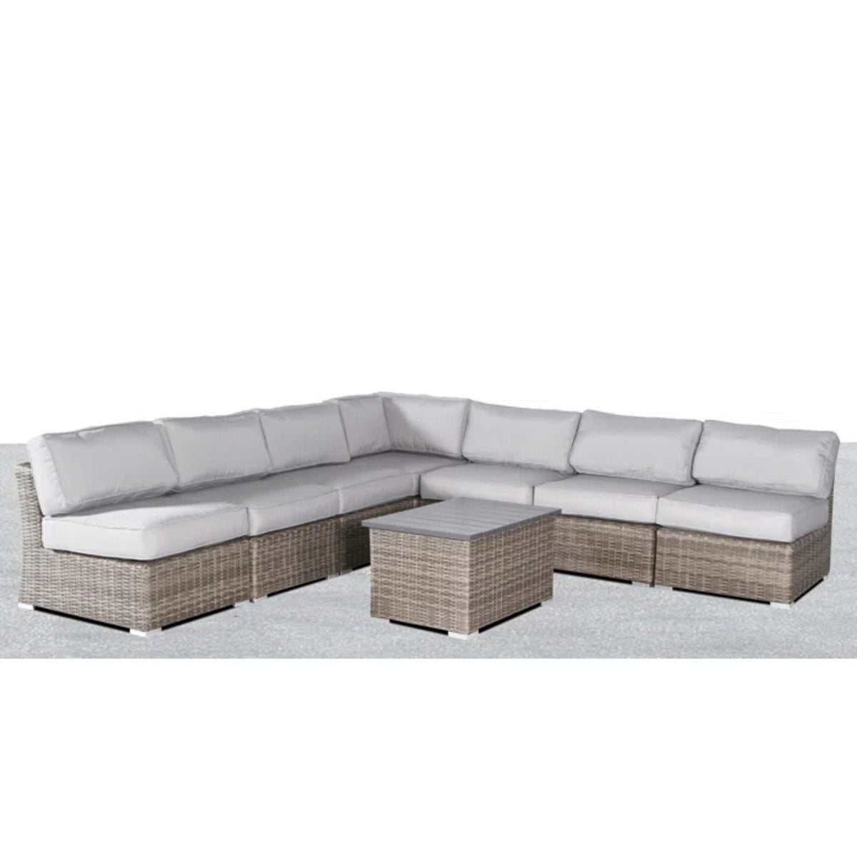 Wicker Sectional Sofa with Cushions and Table - Gray, photo 4 of 34
