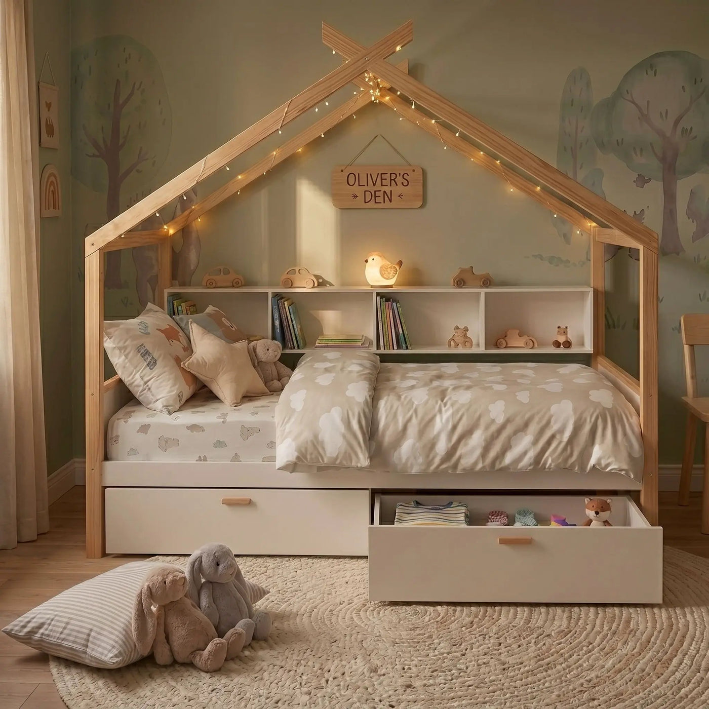 House Bed With Bookshelf Storage by HouseOfZazla