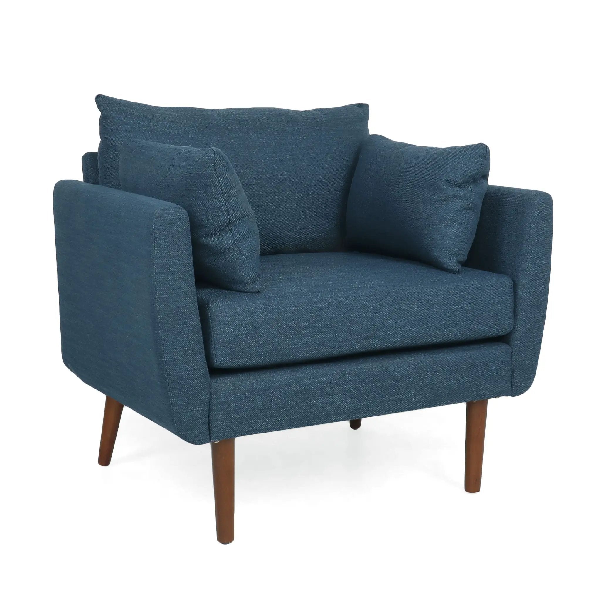 Luminate Upholstered Fabric Club Chair with Tapered Legs and 2 Accent Pillows by HouseOfZazla