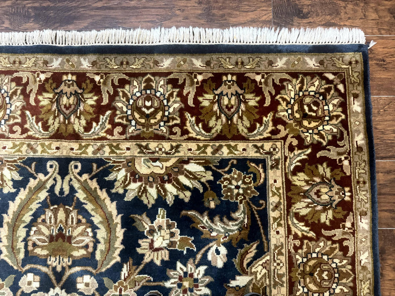 Indian Agra Rug 6x9, Floral, Traditional Rug, Dark Green Maroon Tan by Jewel Rugs