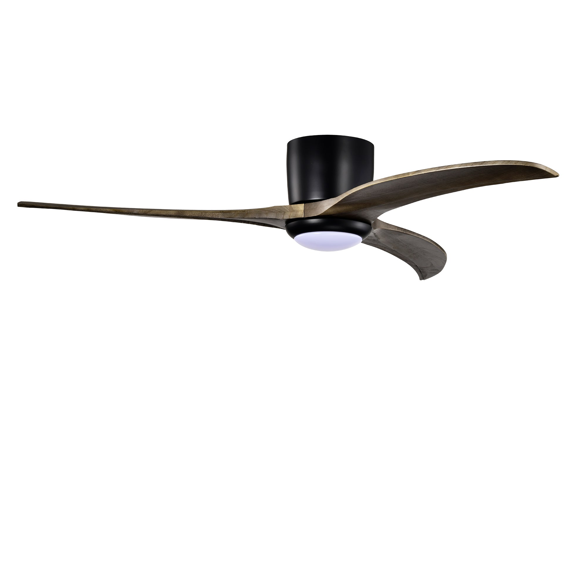 52" Flush Mount Solid Wood Blades Ceiling Fan with Lights and Remote Control by HouseOfZazla