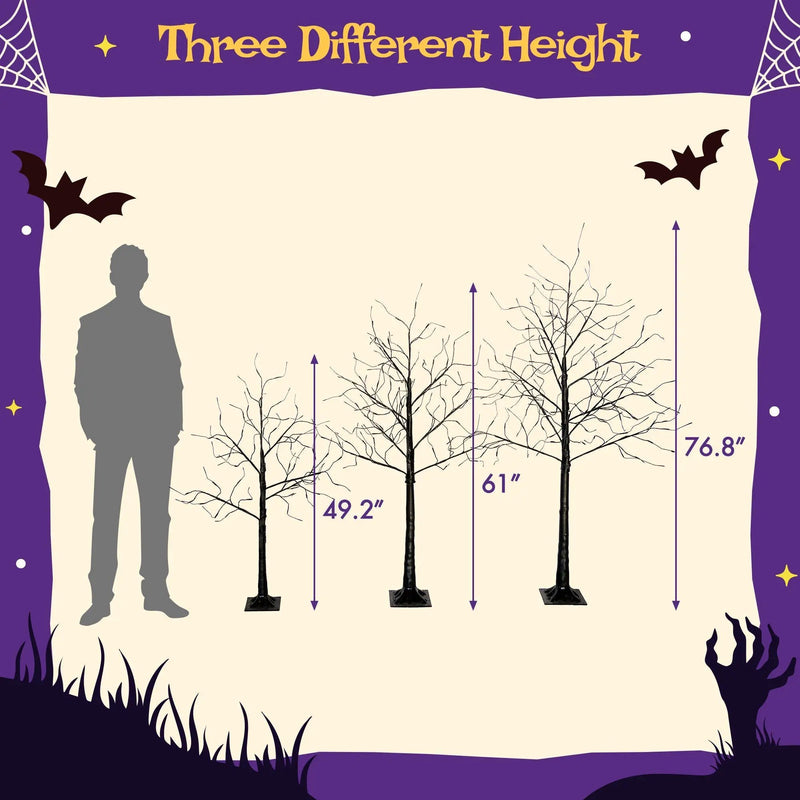 3 Pc Illuminated Halloween Tree with Purple LED Glow by HouseOfZazla