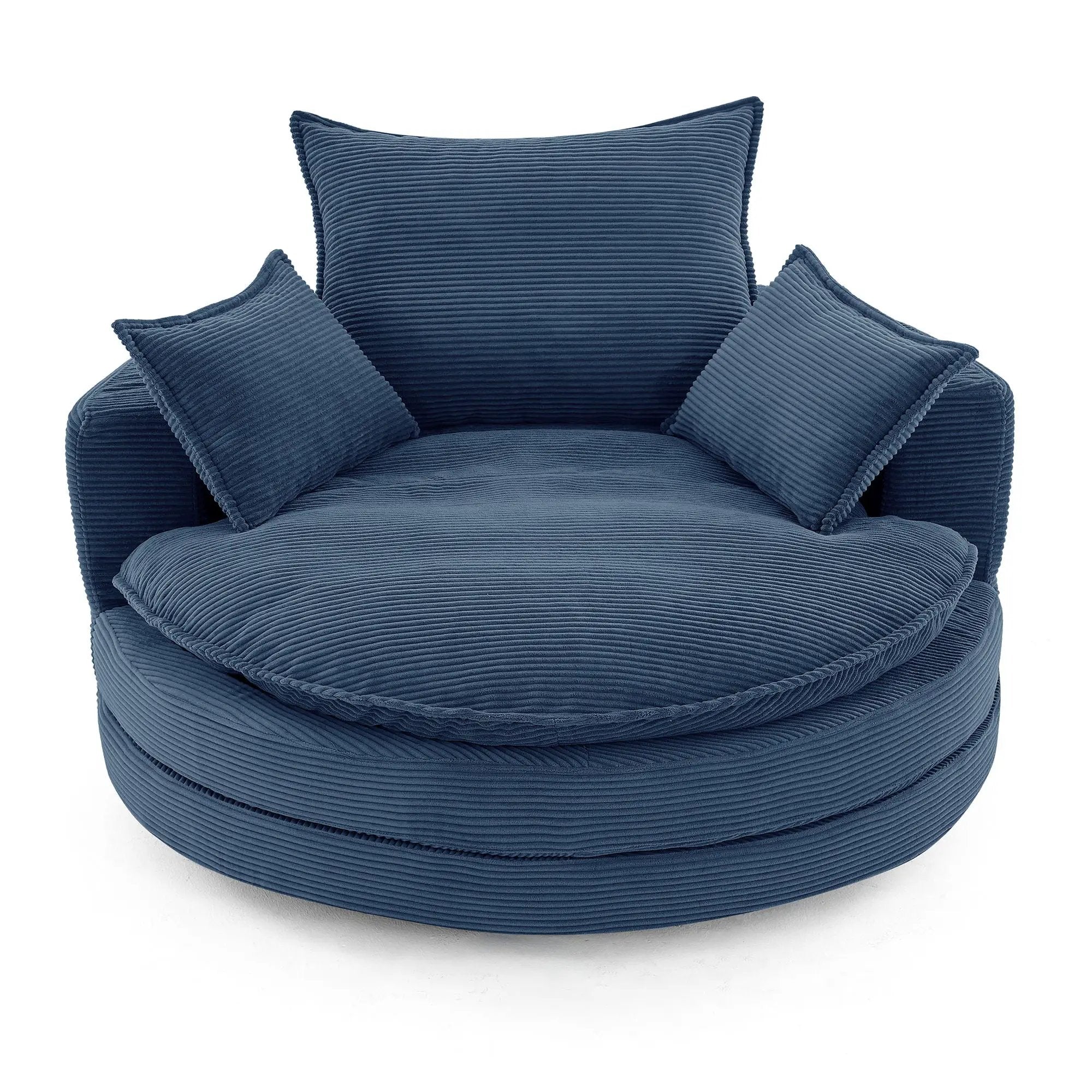 360° Swivel Accent Barrel Chair With Dual Layer Cushion And 3 Removable Pillows by Unique Piece Furniture