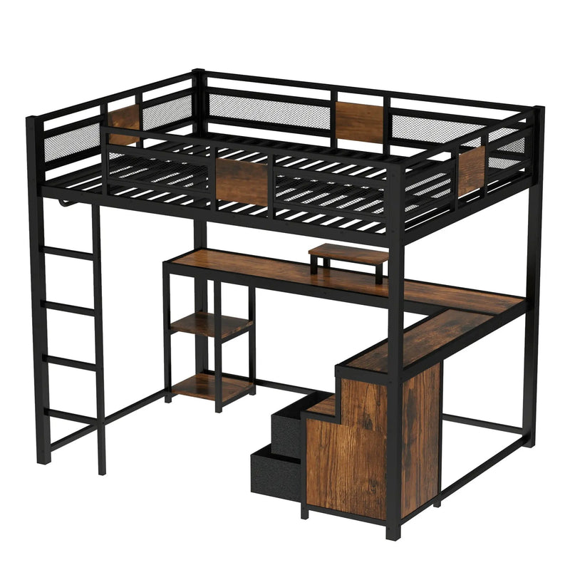 Queen Loft Bed with Desk and Storage by HouseOfZazla