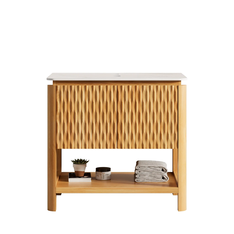Sharma 30'' Freestanding Cabinet with 2 Doors & Open Shelf by HouseOfZazla