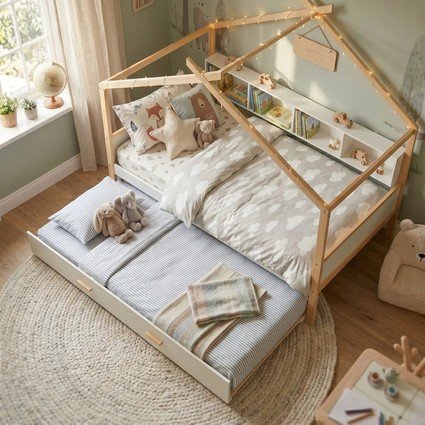House Bed With Bookshelf Storage by HouseOfZazla