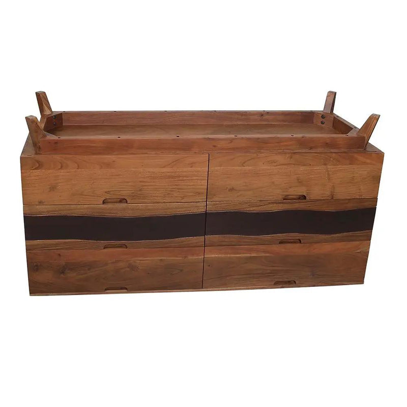 Sierra 6 Drawer Sideboard, Wood Credenza / Cabinets / Chests / Nightstands - Natural Wood / Brown by Unique Piece Furniture