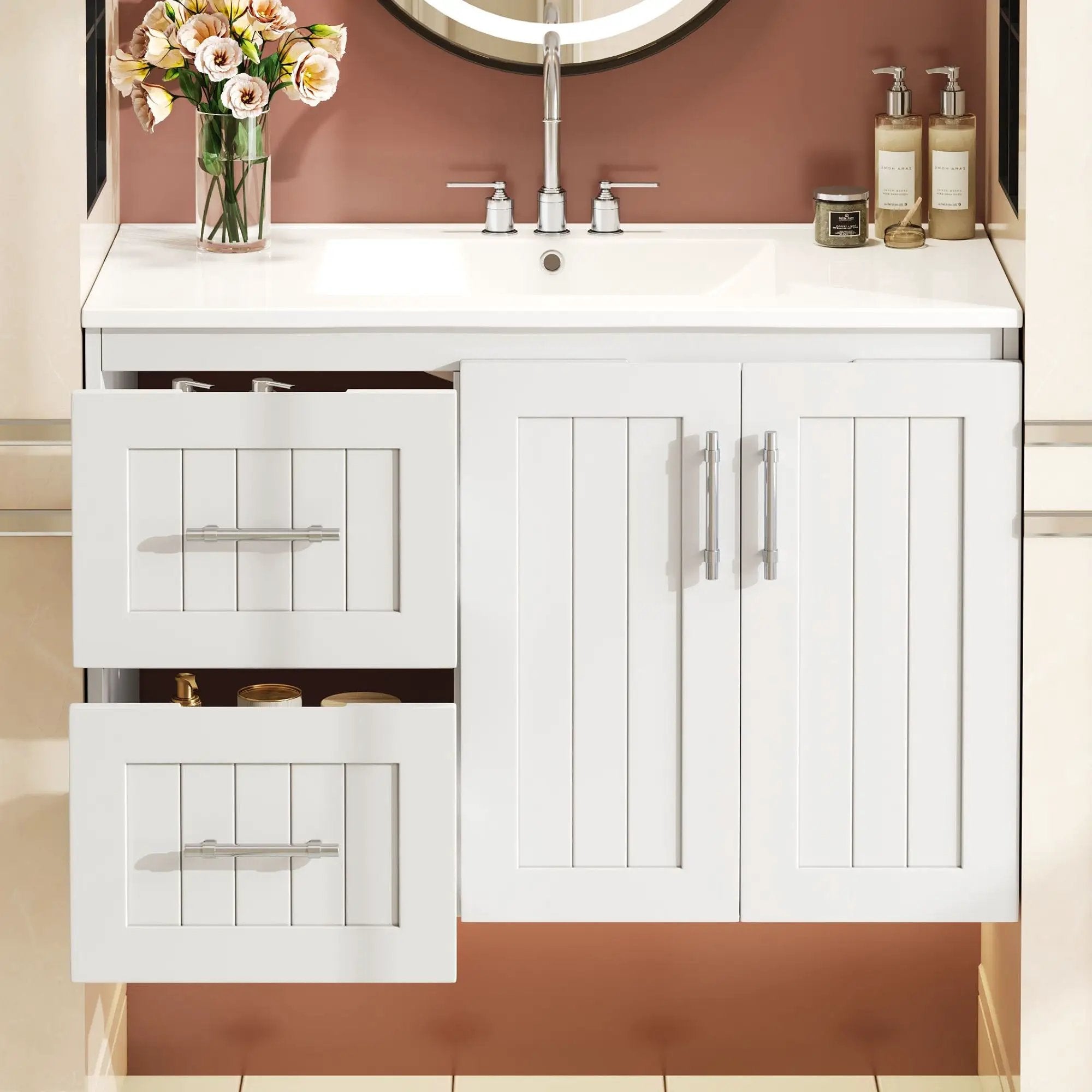 Wall Mounted Bathroom Vanity & Sink, 2 Drawers by Unique Piece Furniture