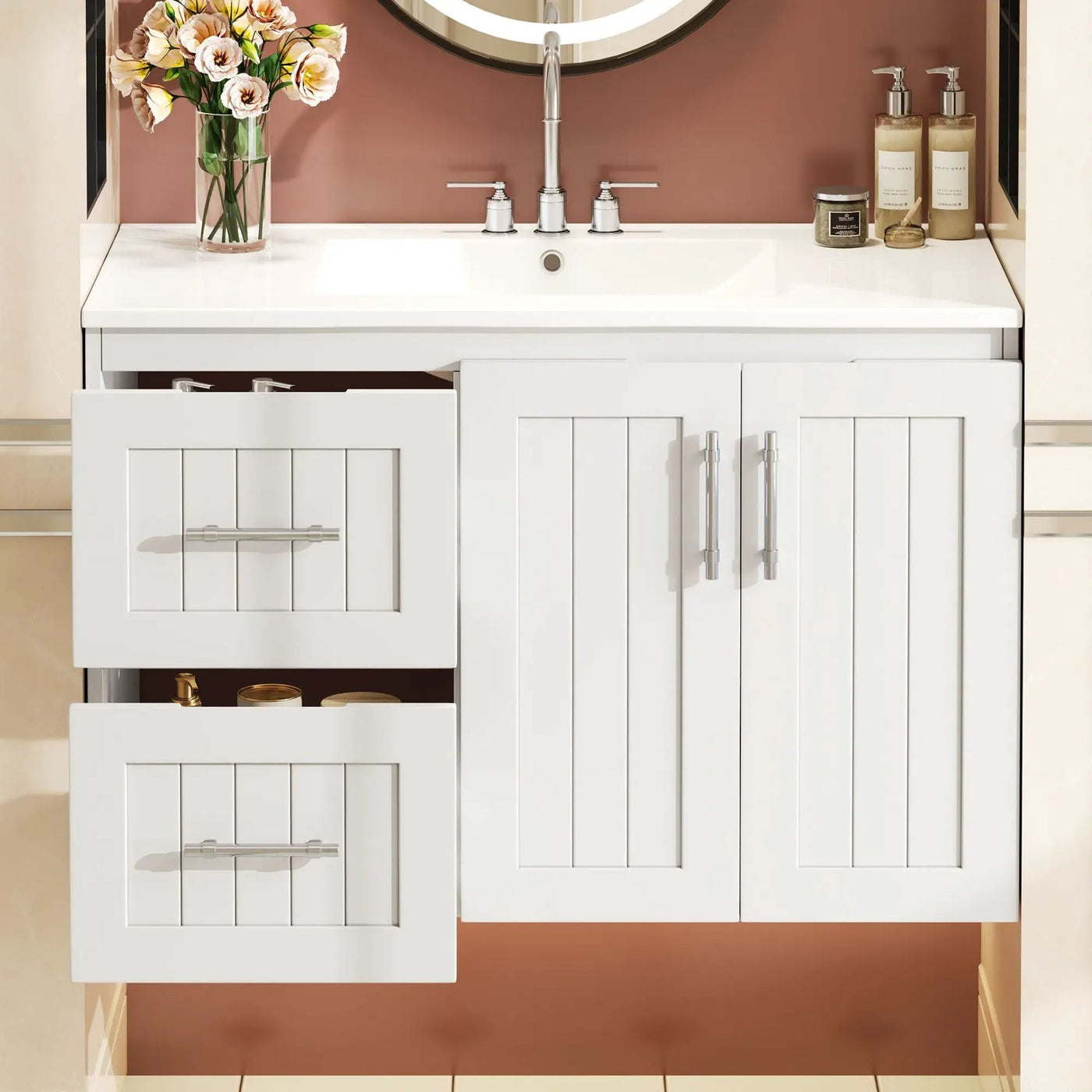 Wall Mounted Bathroom Vanity & Sink, 2 Drawers by HouseOfZazla