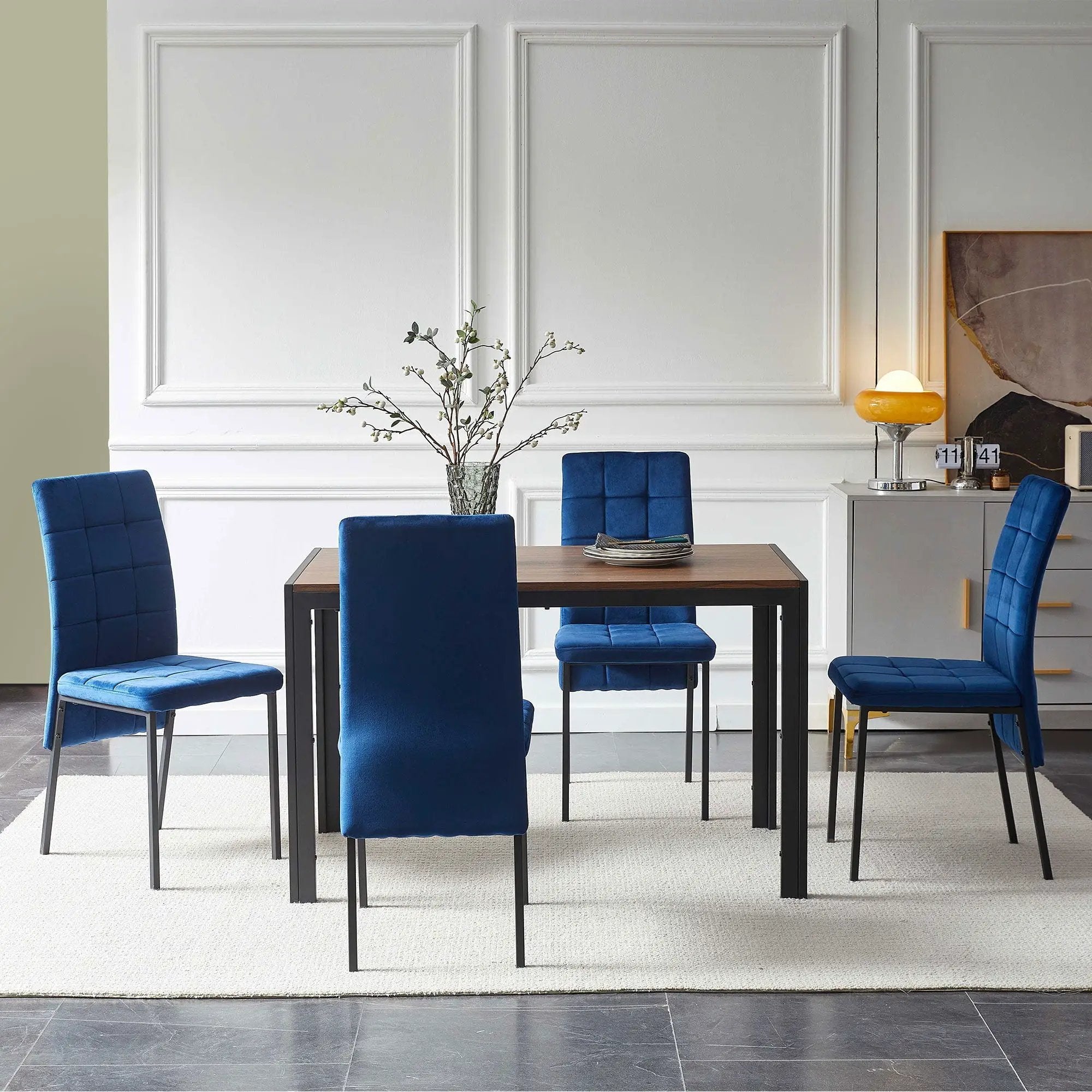 Creative Design Veneered MDF Wood Structure Rectangular Walnut Dining Table - Walnut by HouseOfZazla