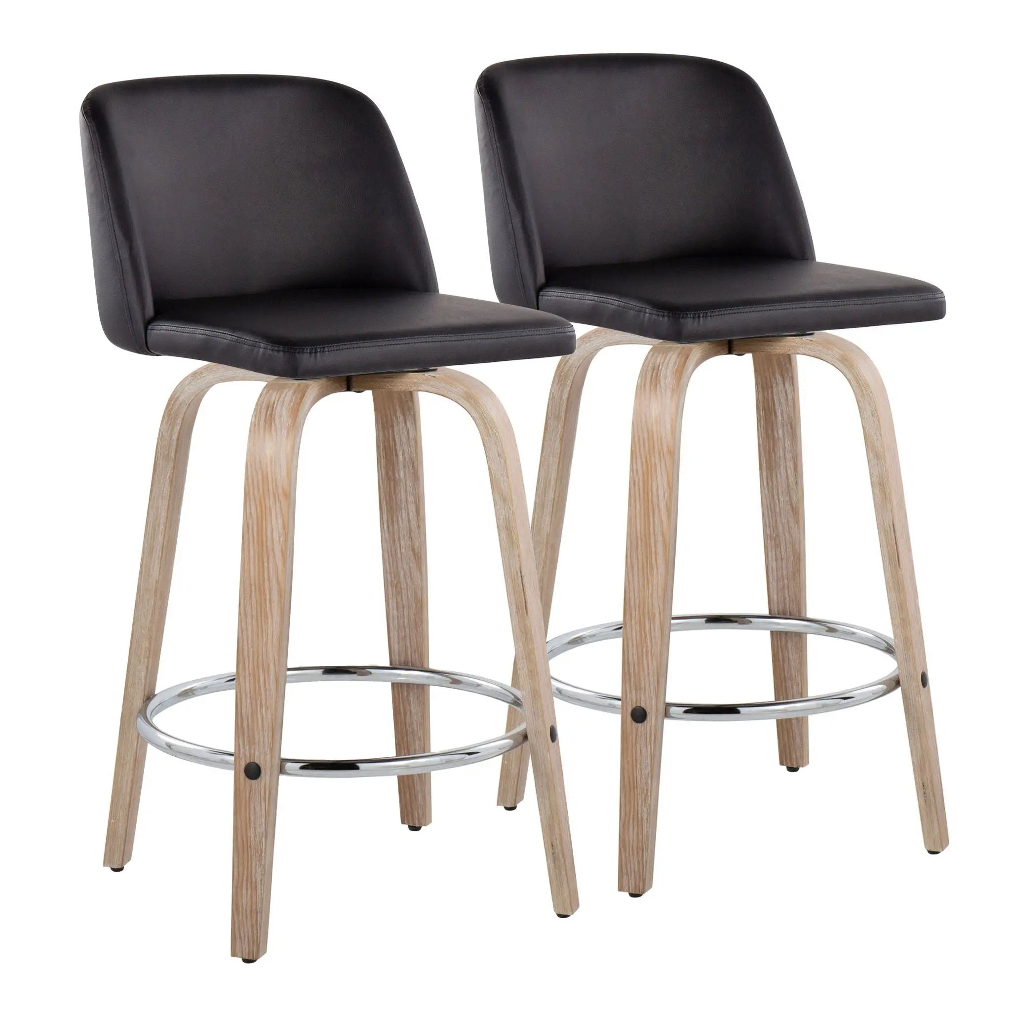 Toriano - Modern Design Fixed Height Counter Stool With Swivel With Round Footrest (Set of 2) by Unique Piece Furniture