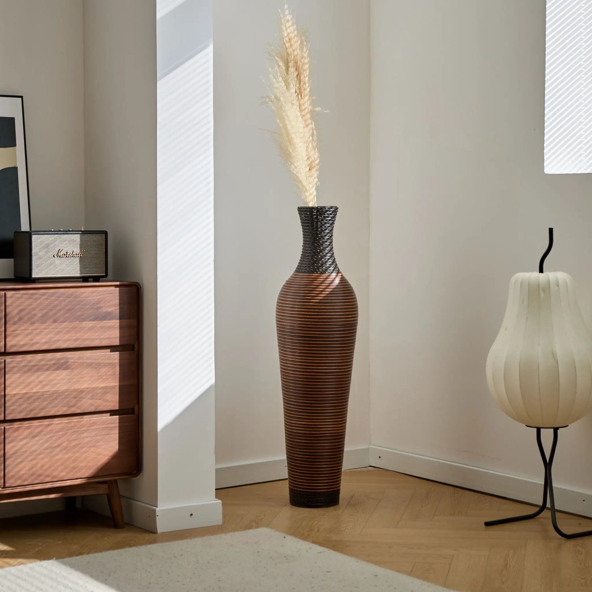 Tall Standing Designer Floor Vases With Elegant 2 Tone Finishes Ideal For Decorating Living Rooms, Bedrooms, Entryways Perfect For Decorating Your Home - Black / Gray by Unique Piece Furniture