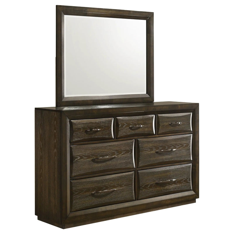 Atlas 7-drawer Bedroom Dresser and Mirror Set Dark Oak by Unique Piece Furniture