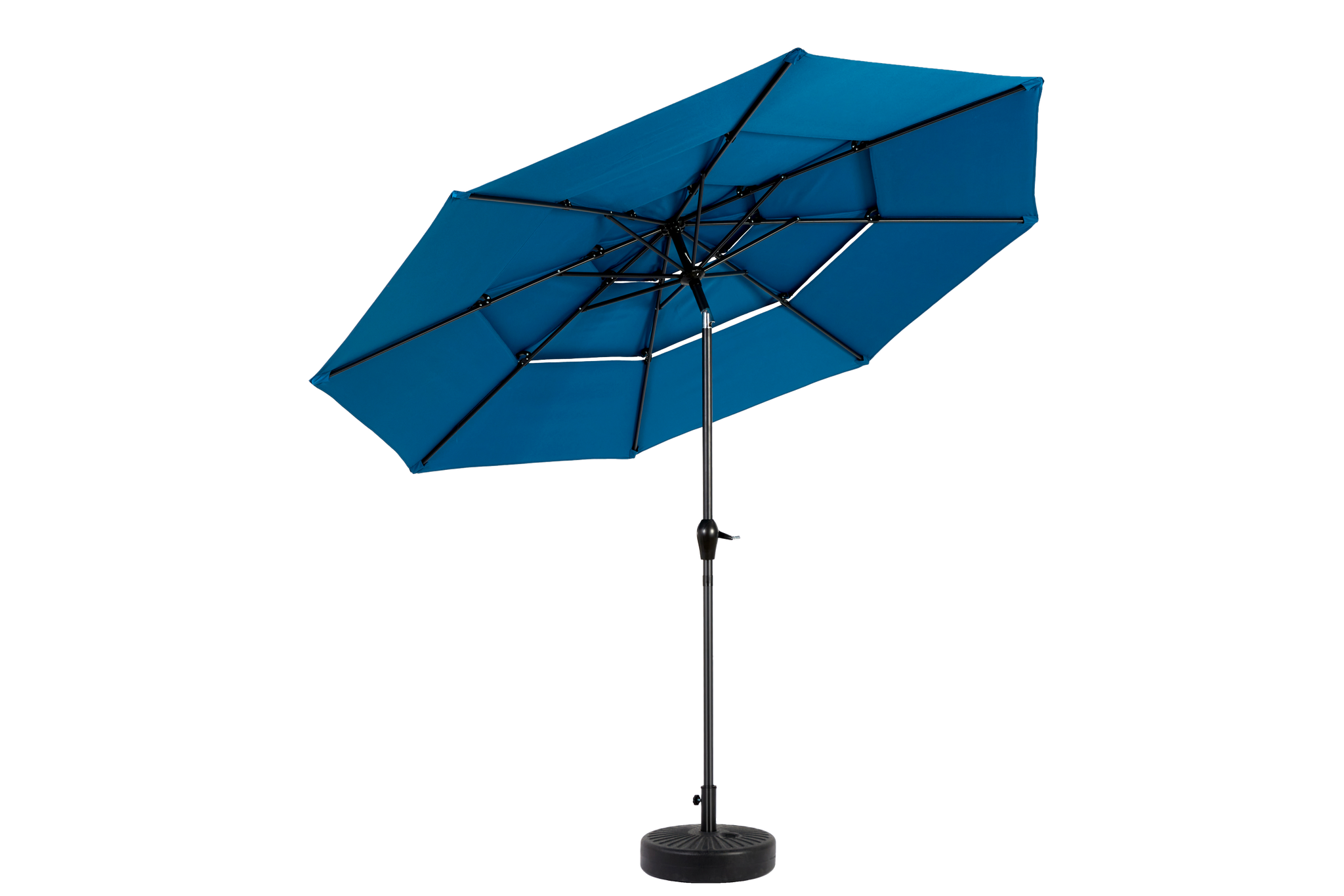 Aluminium 10ft 3 Tier Auto-tilt Outdoor Patio Umbrella - Dark Blue (No Base) by HouseOfZazla