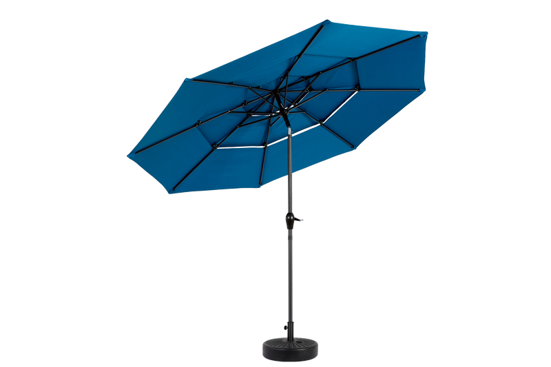 Aluminium 10ft 3 Tier Auto-tilt Outdoor Patio Umbrella - Dark Blue (No Base) by HouseOfZazla