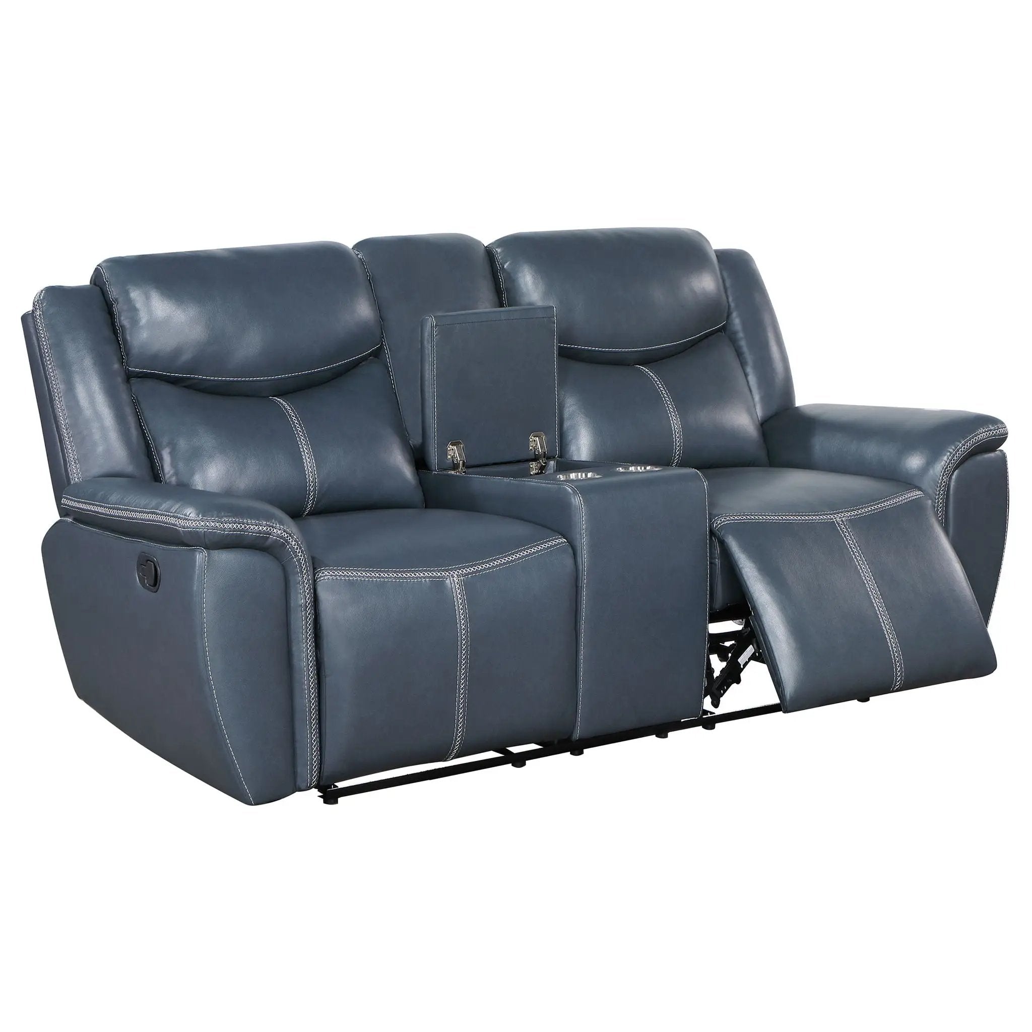 Stanwicke - Motion Reclining Loveseat With Console - Blue by HouseOfZazla