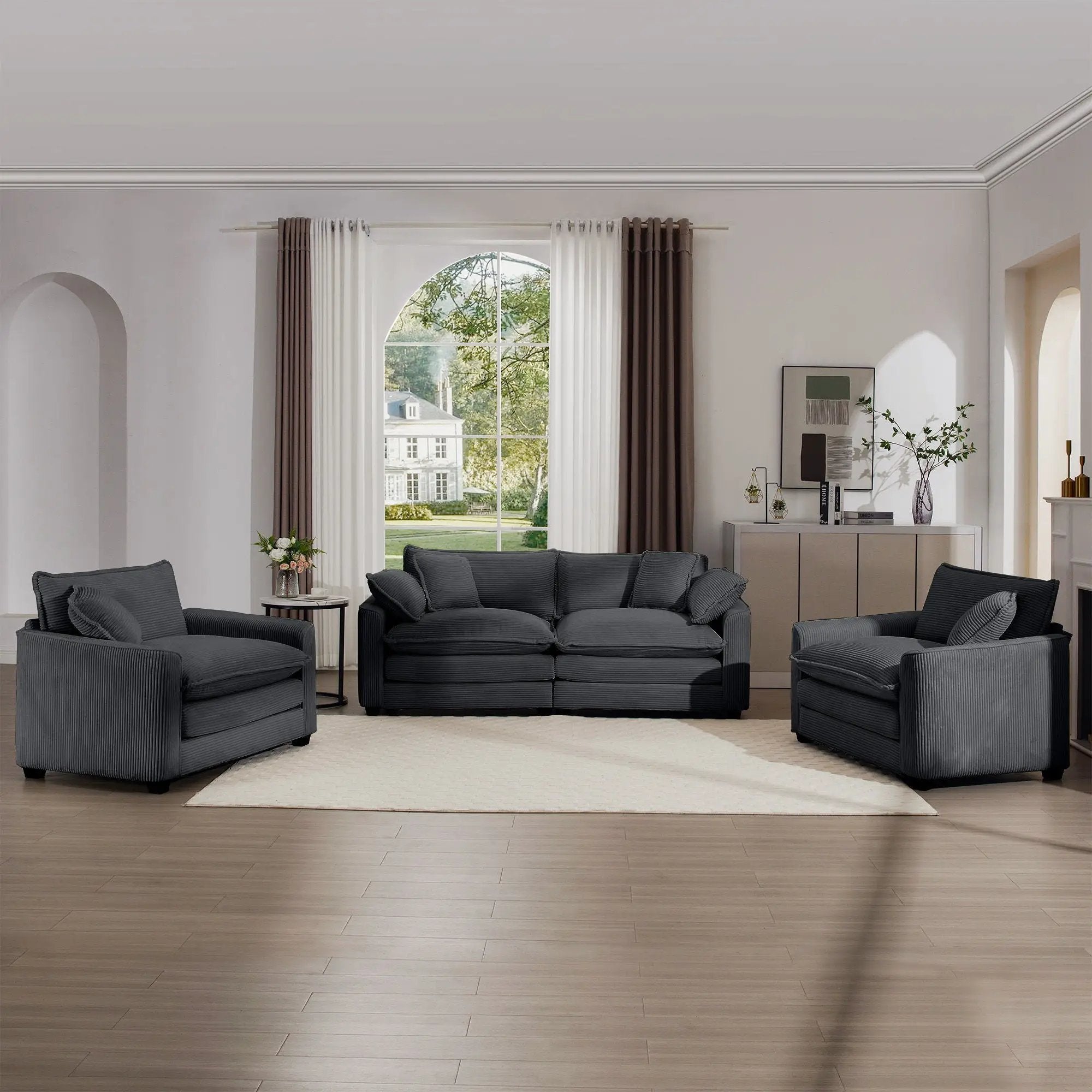 Elegant Oversized Sectional Sofa Set With Deep Seats And Flexible Layout by HouseOfZazla
