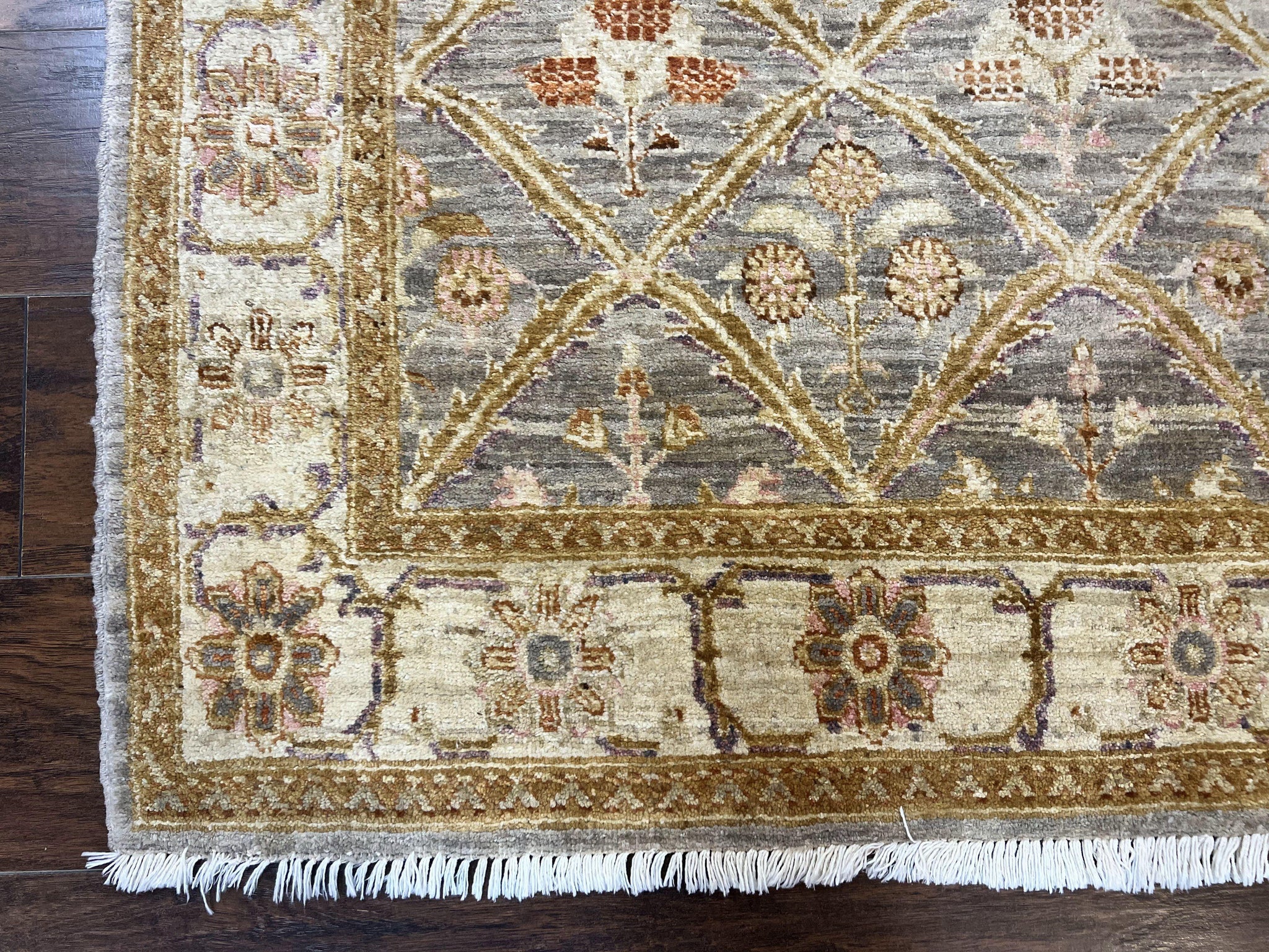 Pakistani Peshawar Rug 3.6 x 5, Safavieh Wool Handmade Hand Knotted Vintage Rug, Panel Design Oriental Carpet, Pair C by Jewel Rugs