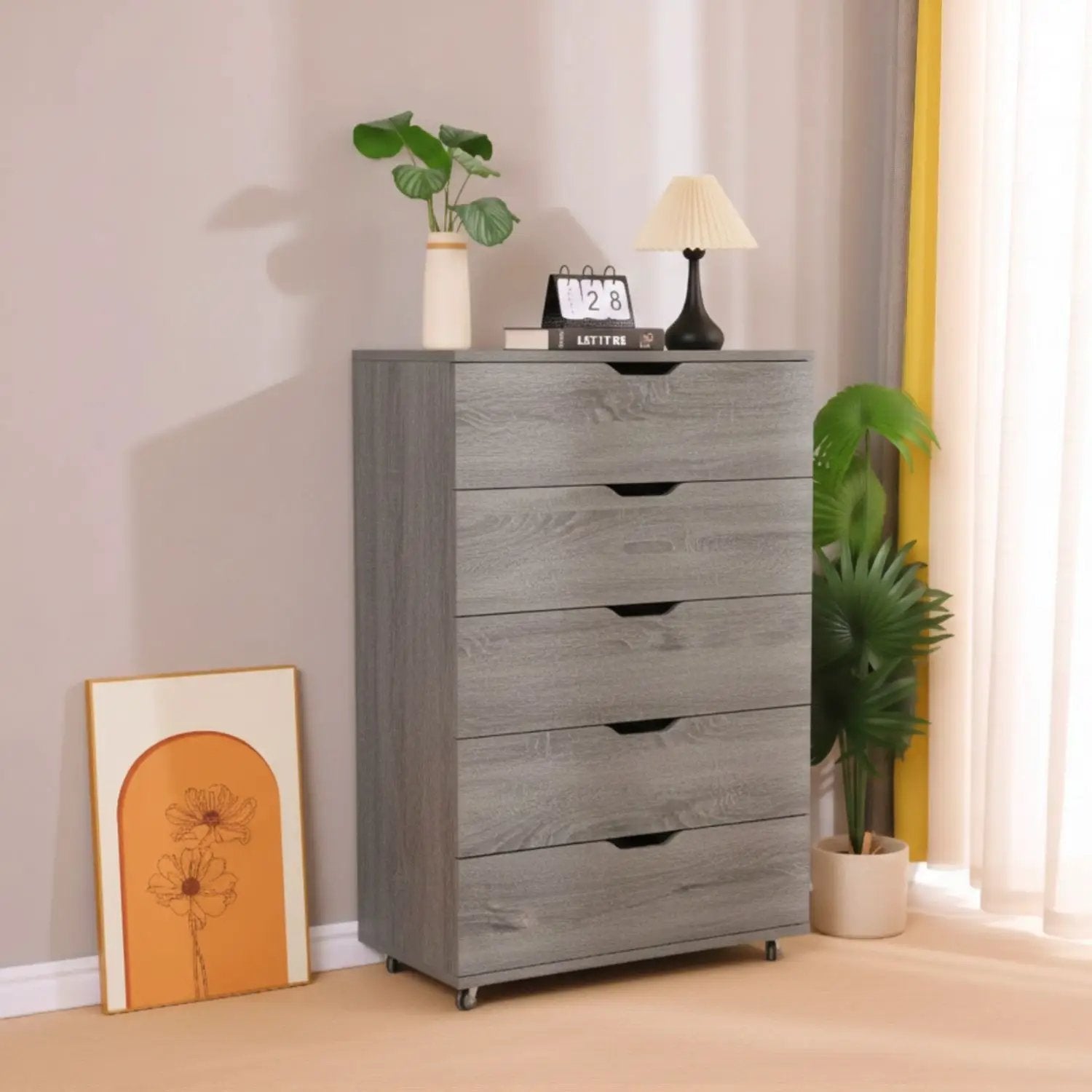 Modern 5 Drawer Dresser With Wheels by HouseOfZazla