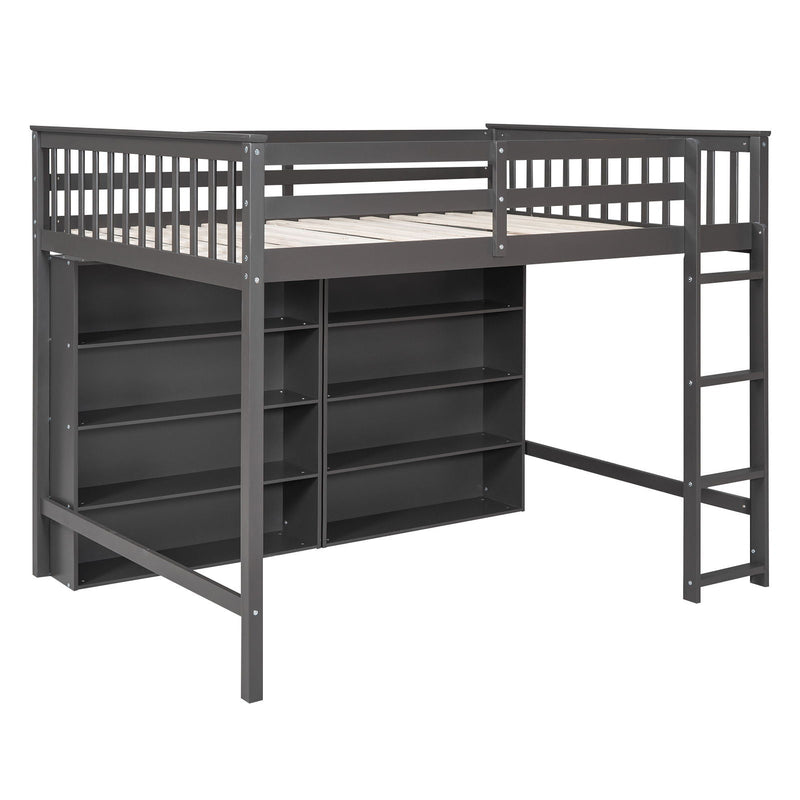 Loft Bed With 8 Open Storage Shelves And Built In Ladder by HouseOfZazla