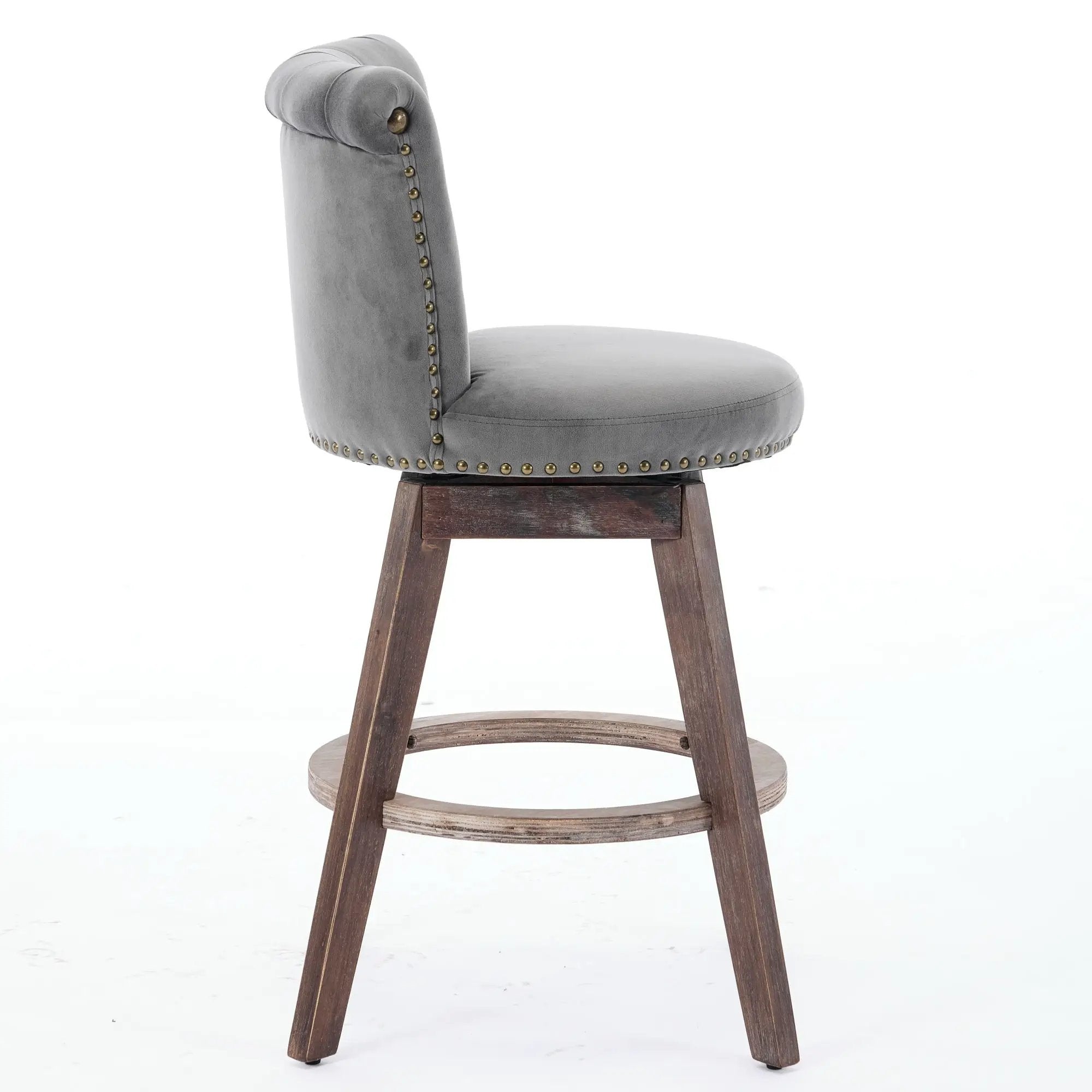 26" Counter Height Bar Stools Set of 2 with 360° Swivel and Velvet Upholstery by HouseOfZazla