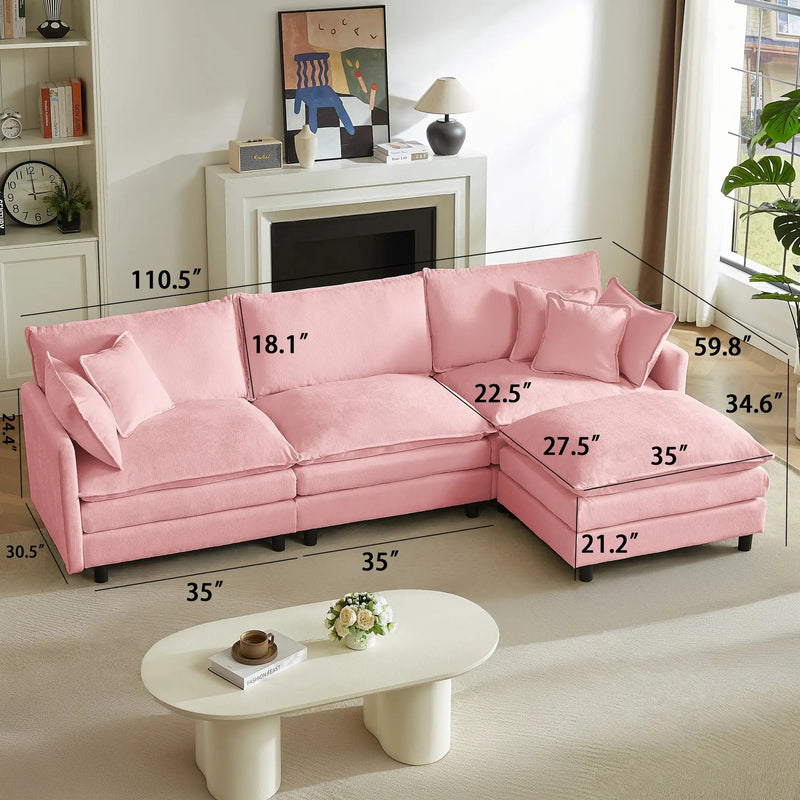Modular Sectional Sofa - 110 Inch L Shaped Couch Set by HouseOfZazla