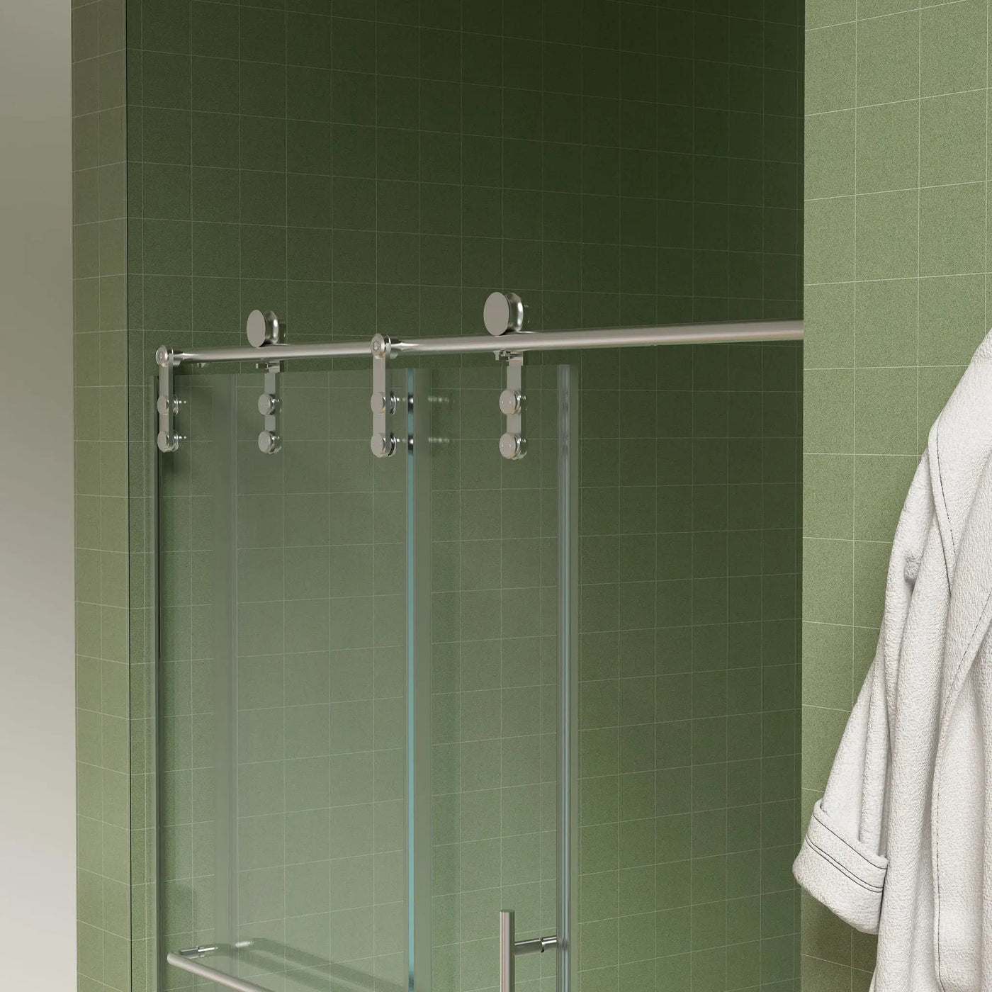 Frameless Shower Door, Sliding Shower Door, Premium 5 / 16" (8 Mm) Thick Tempered Glass Shower Enclosure With Towel Bar, Double Side Easy Clean Coat, Finished With Buffer by HouseOfZazla