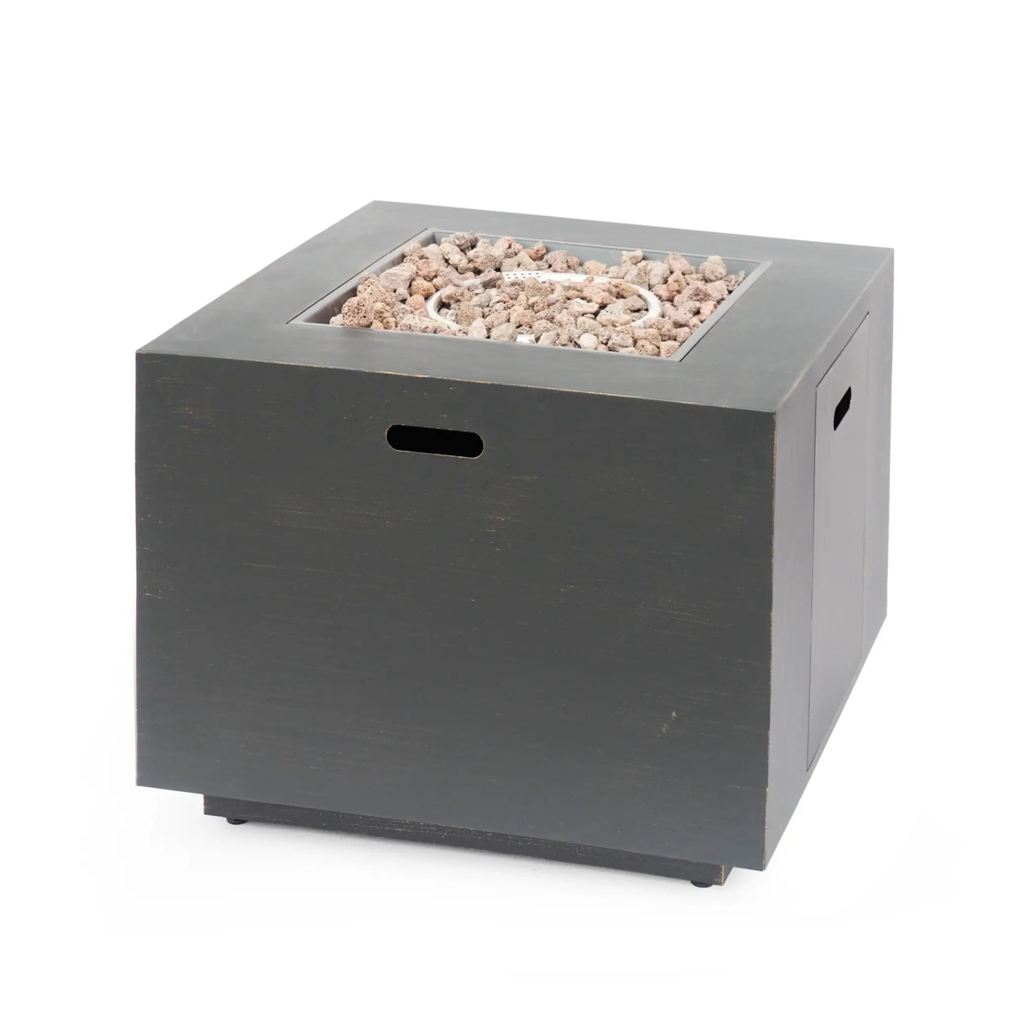 33" Outdoor Iron Square Propane Fire Pit - Brushed Brown by HouseOfZazla