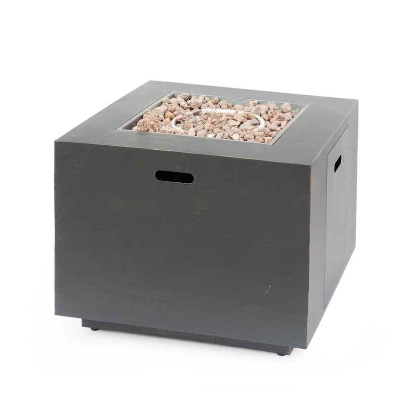 33" Outdoor Iron Square Propane Fire Pit - Brushed Brown by HouseOfZazla