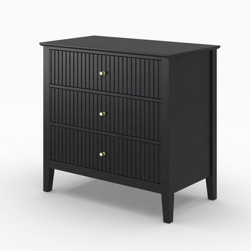 Fluted 3 Drawer Nightstand With Soft Close Slides by HouseOfZazla