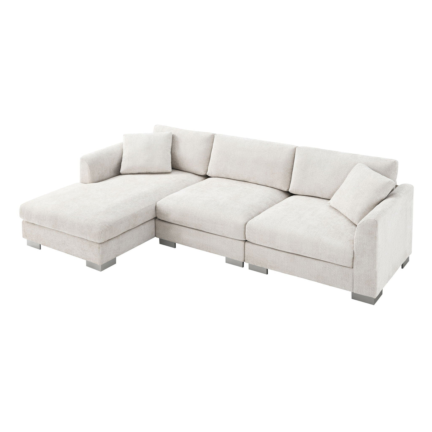Modern Cloud Sectional Sofa L Shaped Luxury Couch Set With 2 Free Pillows 4 Seat With Oversized Chaise by Unique Piece Furniture