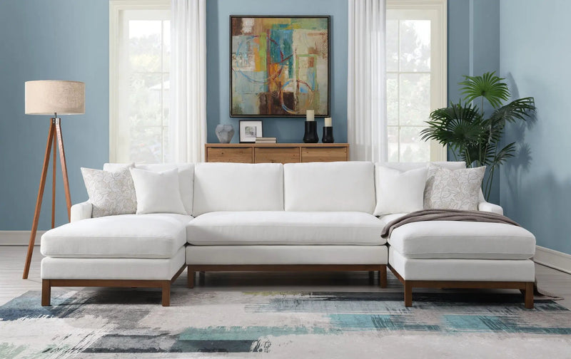 Valiant - Chenille Sectional Sofa With 4 Pillows - Ivory by Unique Piece Furniture