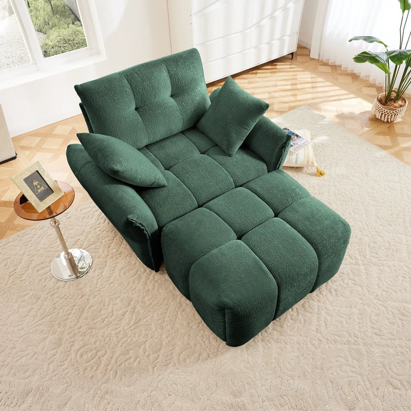 Ergonomic Single Seater Sofa With Ottoman, High Resilience Support Cushions by HouseOfZazla