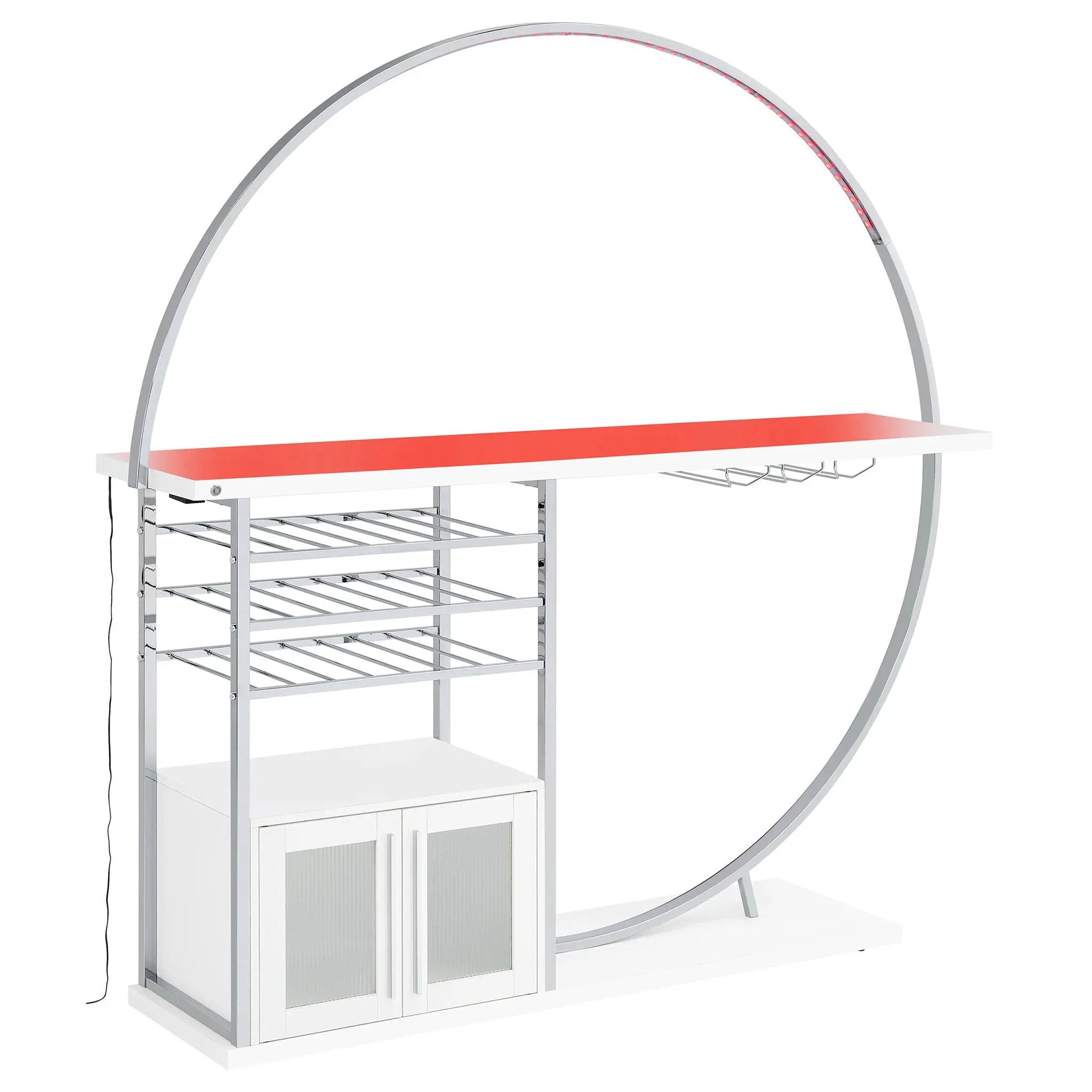Risley 2-door Circular LED Wine Cabinet White High Gloss by Unique Piece Furniture