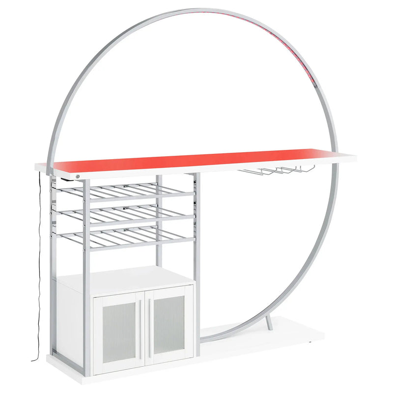 Risley 2-door Circular LED Wine Cabinet White High Gloss by Unique Piece Furniture